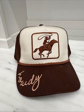 Brown and Cream Western Logo Howdy Trucker Hat.  Like new
